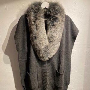 KINROSS fur trim cashmere vest